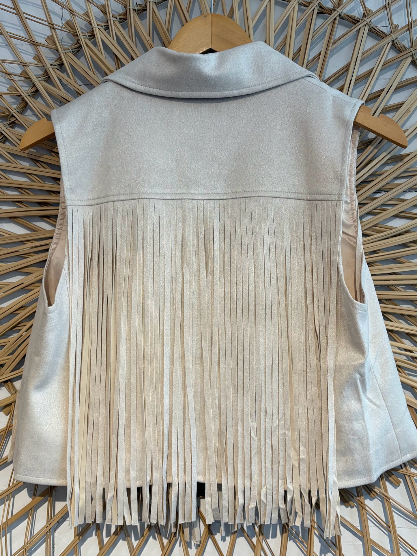 Boho Western Collared Fringe Suede Vest