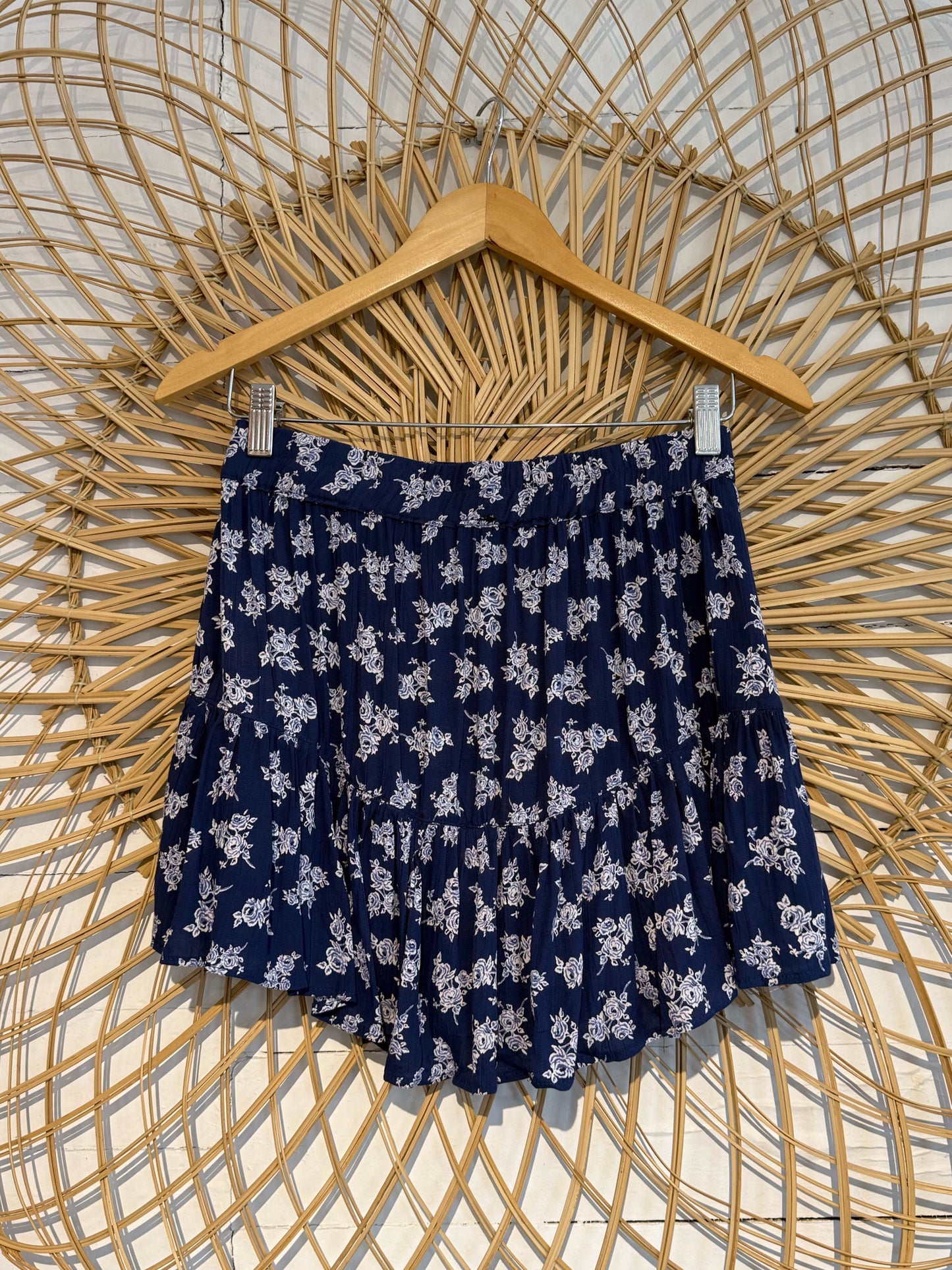 Boho Floral Ruffle Hem Skort