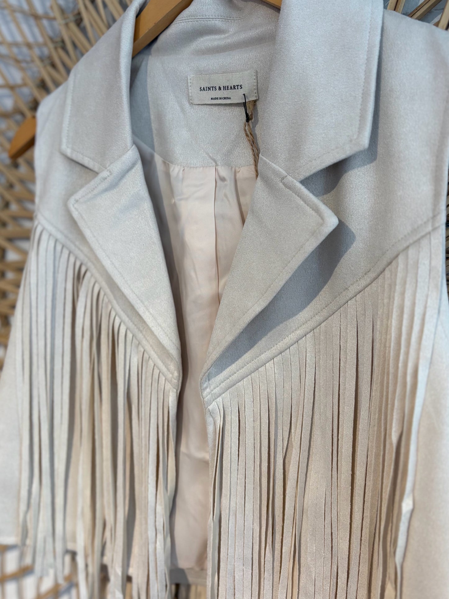 Boho Western Collared Fringe Suede Vest