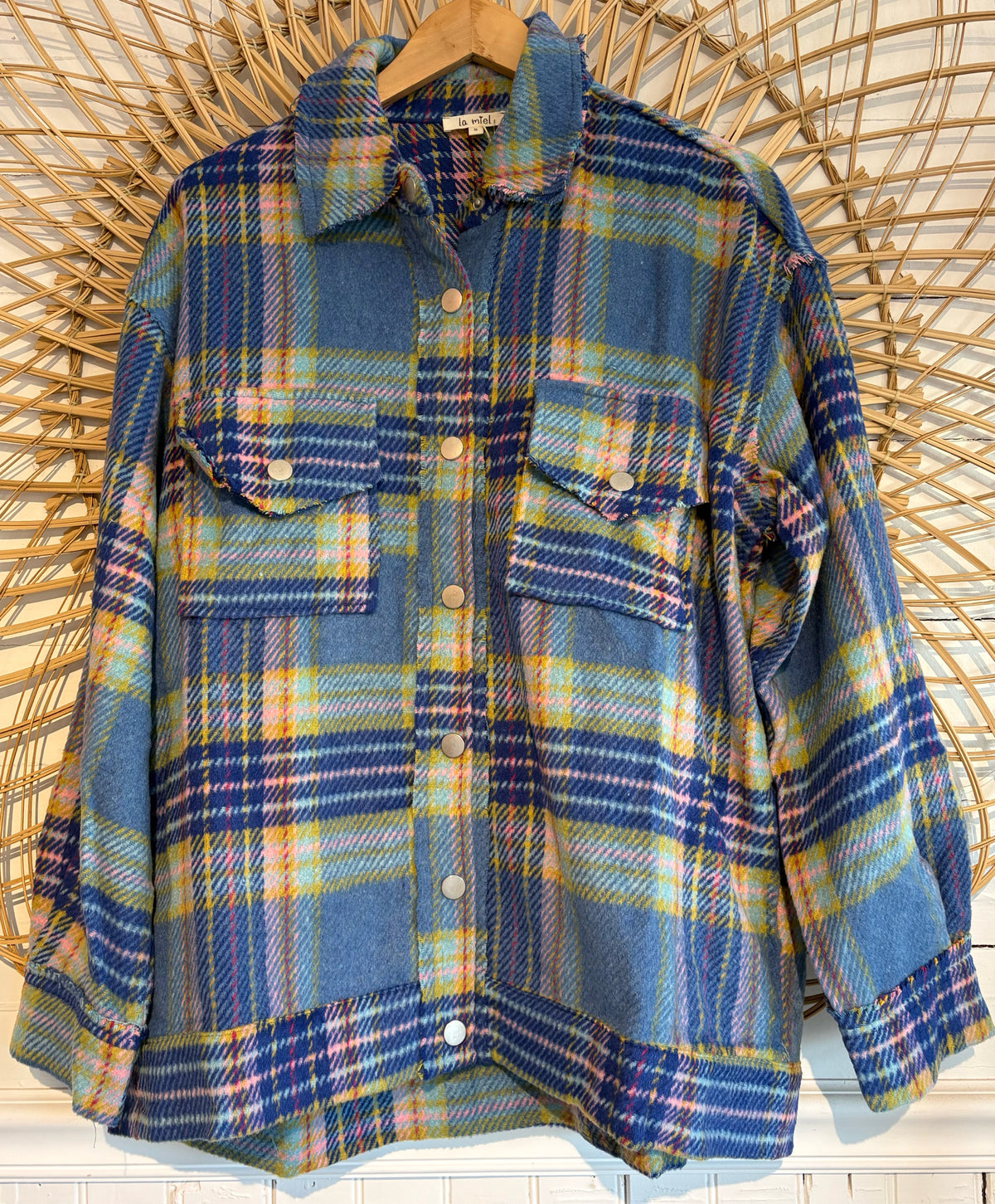 Boho Hippy Cozy Plaid Button Up Shacket