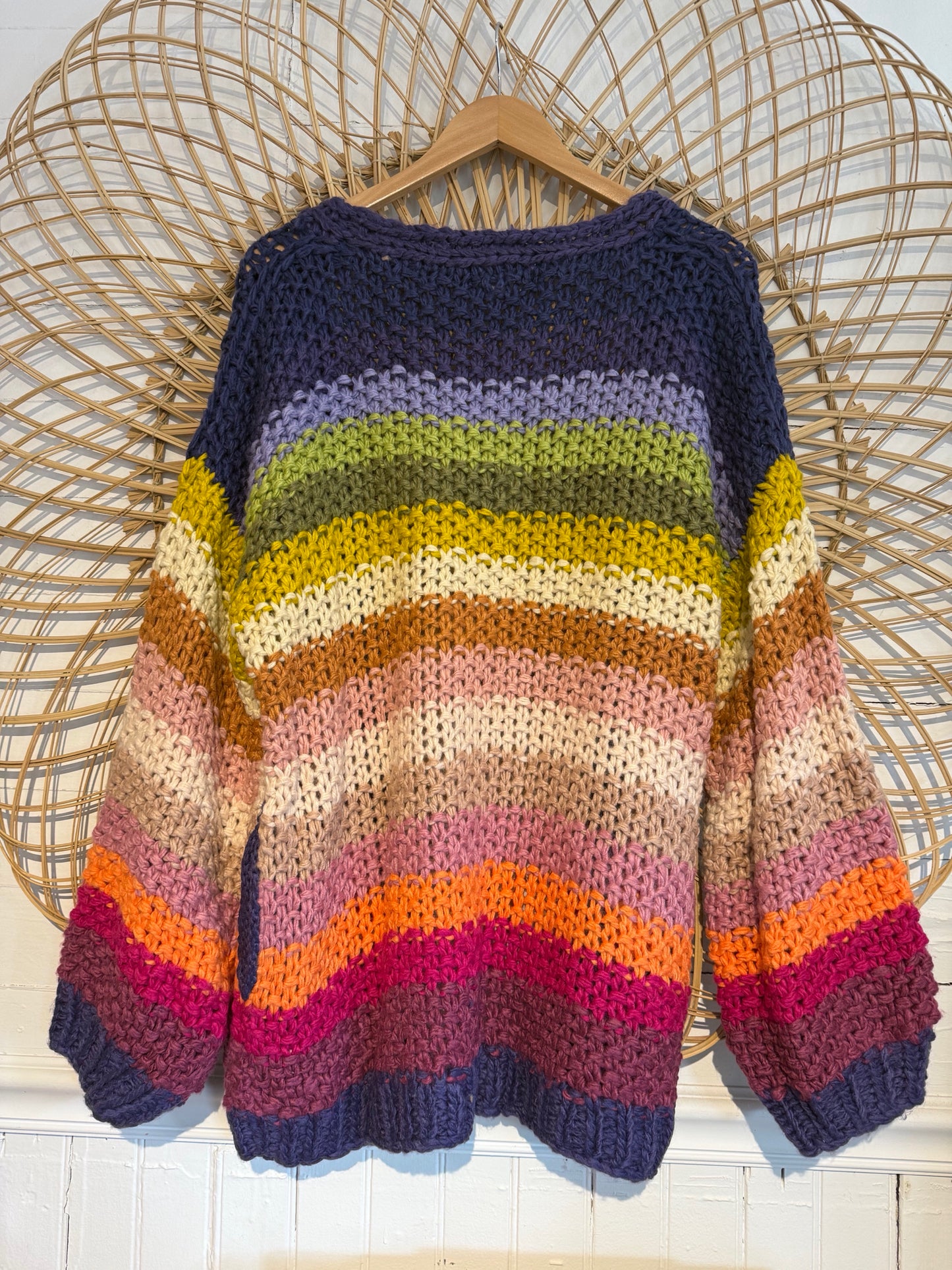 Striped Chunky Knit Cardigan