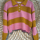 Boho Striped Collared Lightweight Knit Sweater