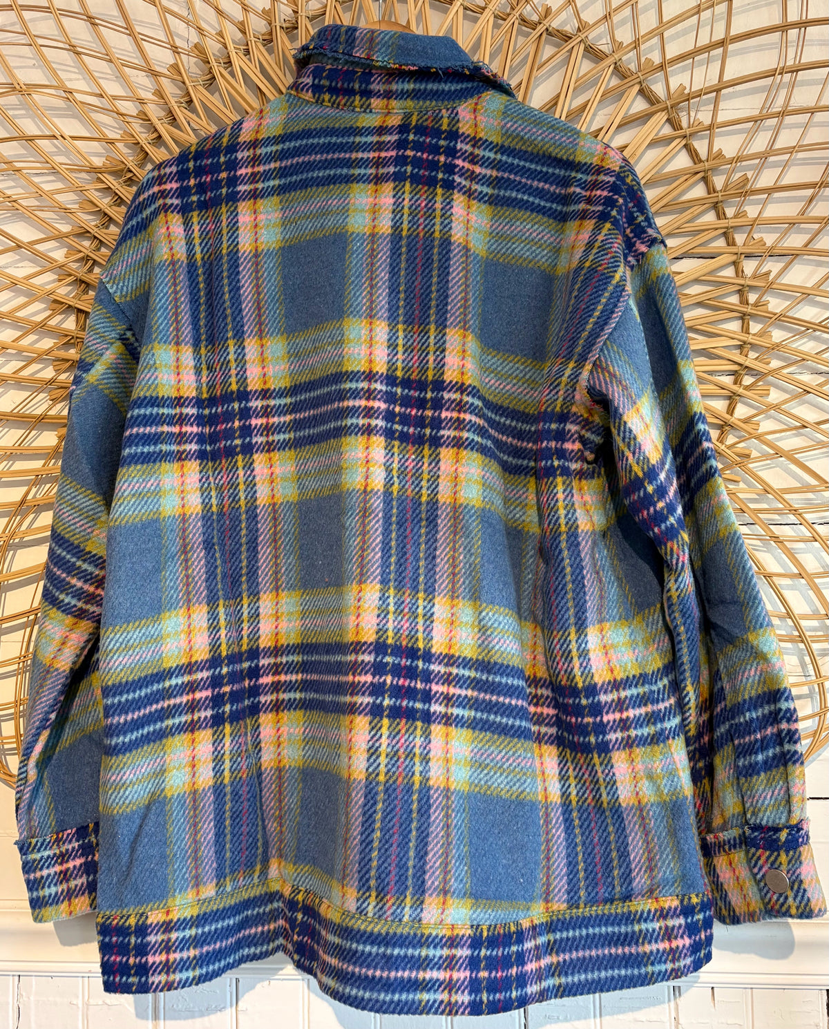 Boho Hippy Cozy Plaid Button Up Shacket
