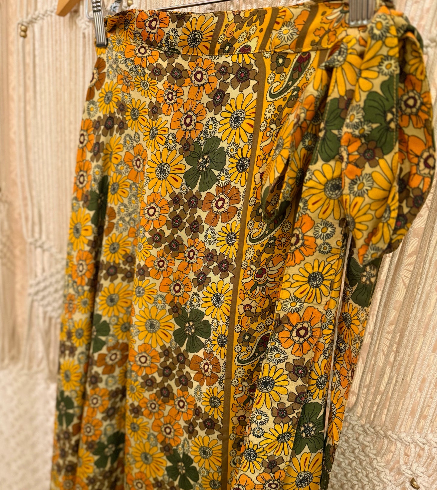 Boho Floral Silk Wrap Skirt