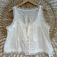 Boho Dainty Lace Trim Button Front With Tie Tank
