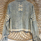 Boho Hippy Lace Trim Buckle Sleeve Denim Jacket