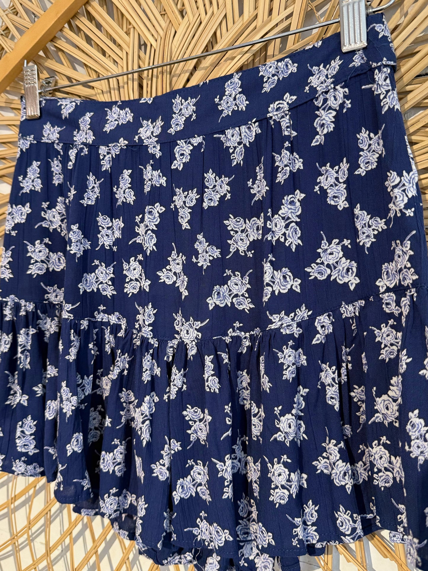 Boho Floral Ruffle Hem Skort