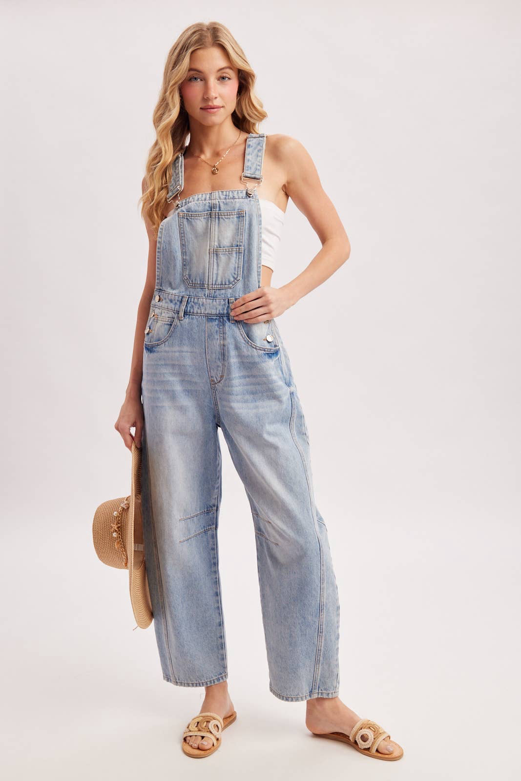 Boho Hippy Denim Barrel Overalls