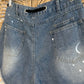 Boho Hipster Lace Up Splatter Paint Cut Off Denim Shorts