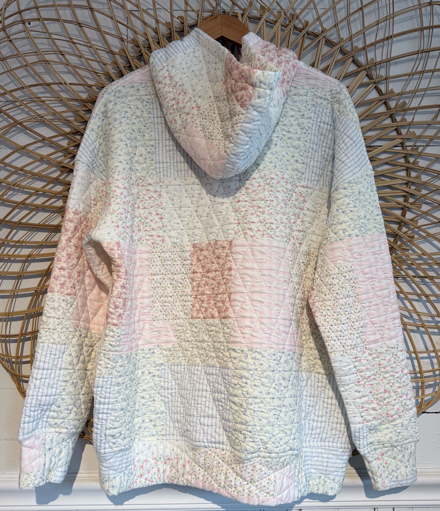 Hipster Quilted Floral Patchwork Cozy Hoodie