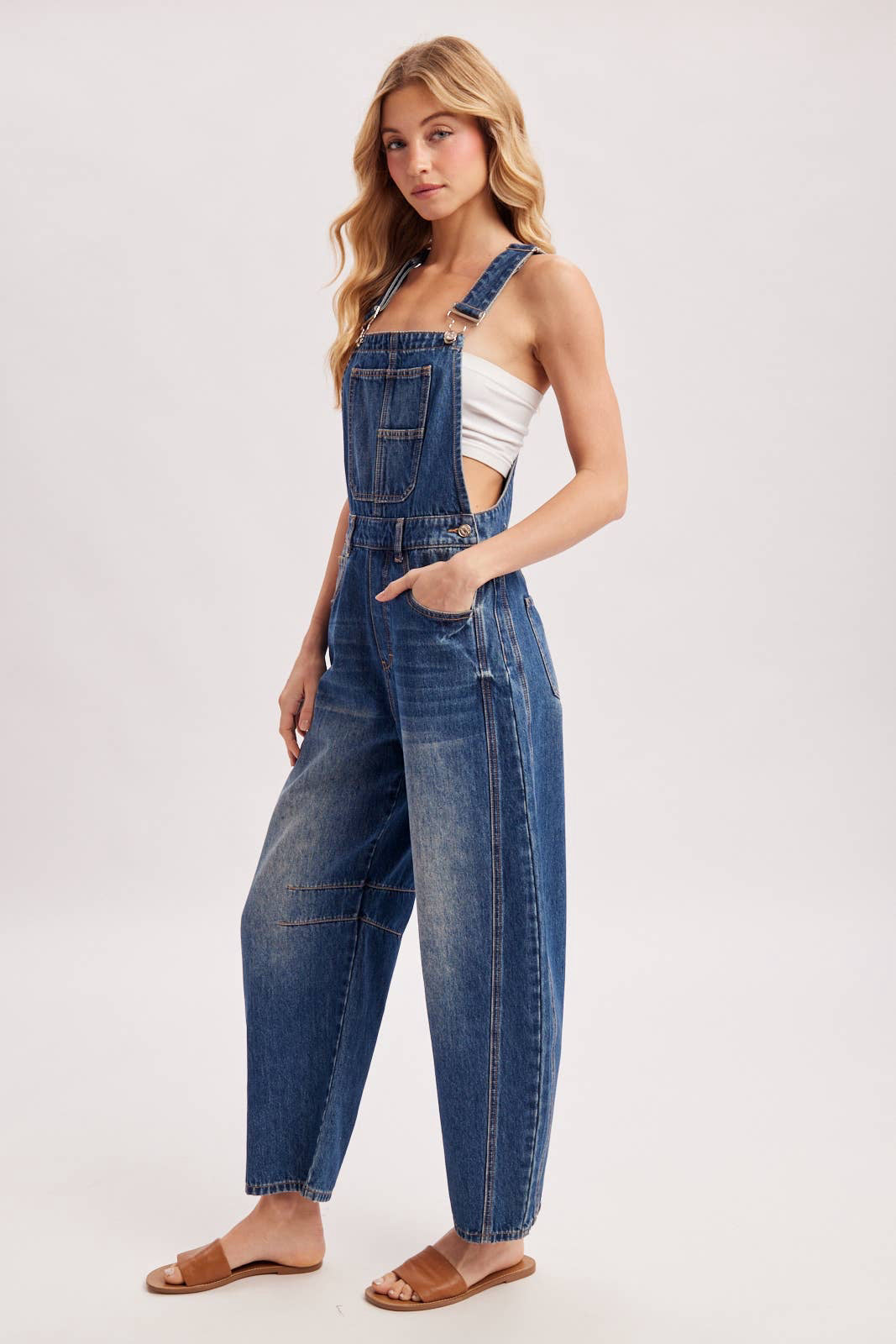 Boho Hippy Denim Barrel Overalls