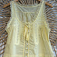 Boho Dainty Lace Trim Button Front With Tie Tank
