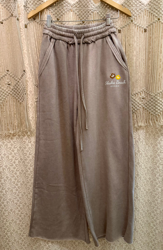 Shaka Beach Brand Logo Wide Leg Sweatpants