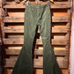 S Green Retro Hippy Corduroy Bell Bottoms