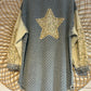Boho Hippy Balloon Sleeve Peace Star Patchwork Button Up