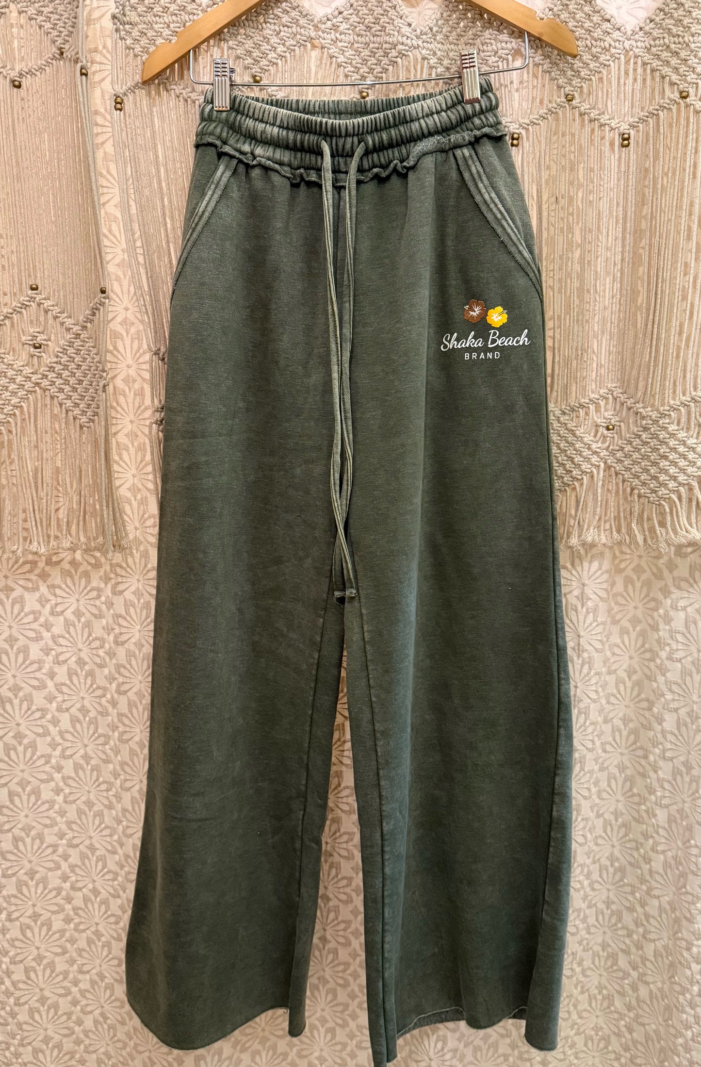 Shaka Beach Brand Logo Wide Leg Sweatpants