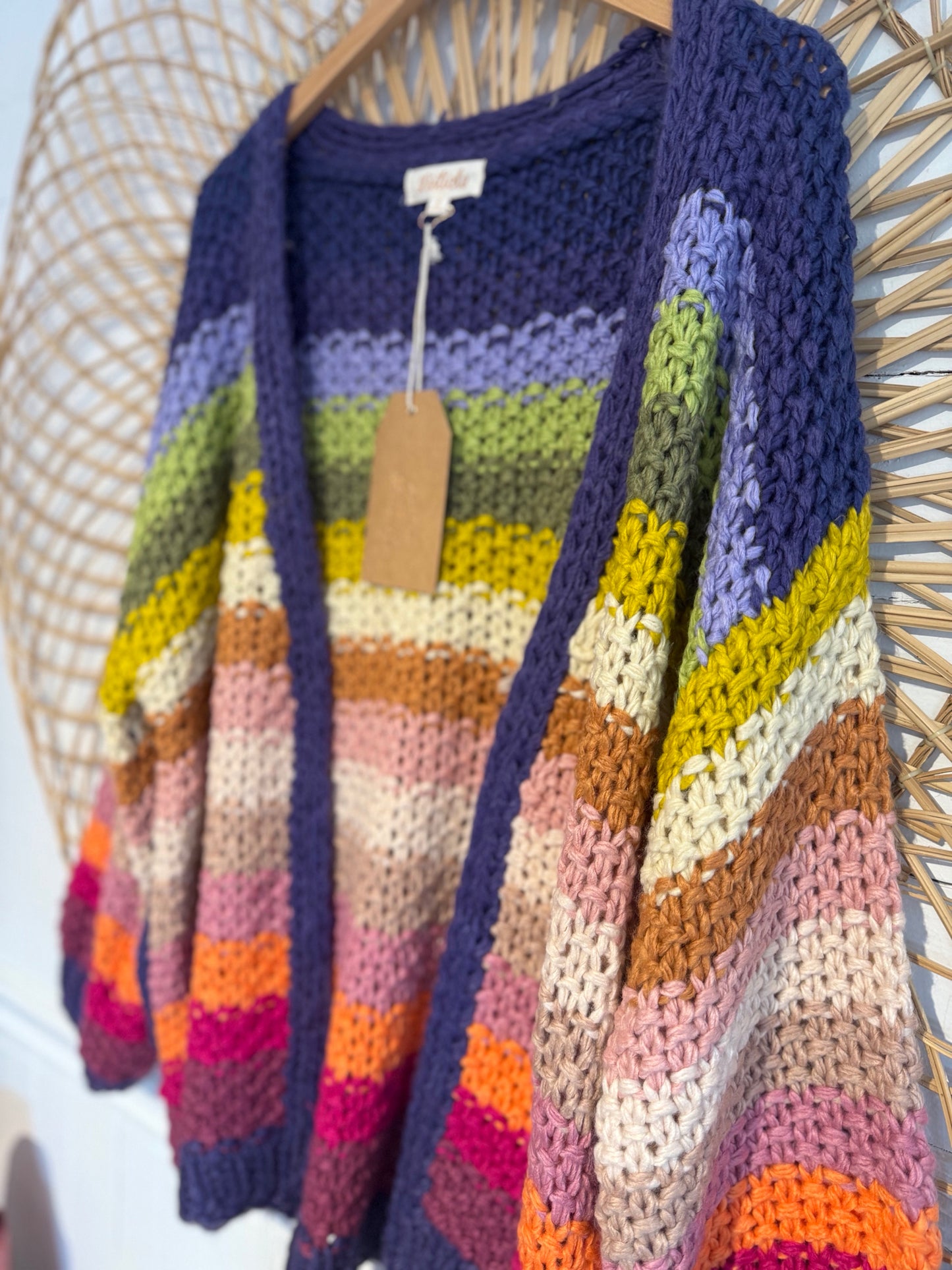 Striped Chunky Knit Cardigan