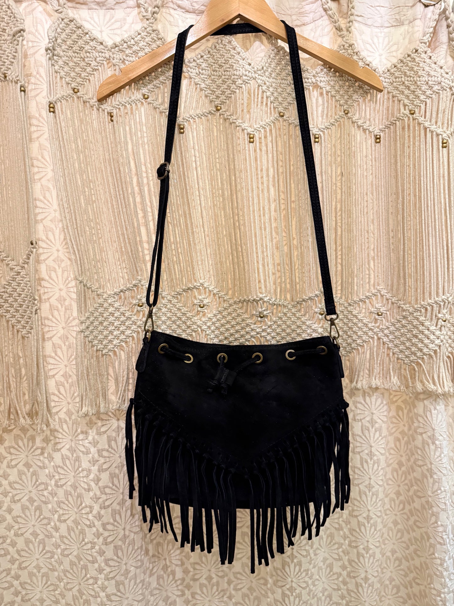 Boho Suede Fringe Festival Bag