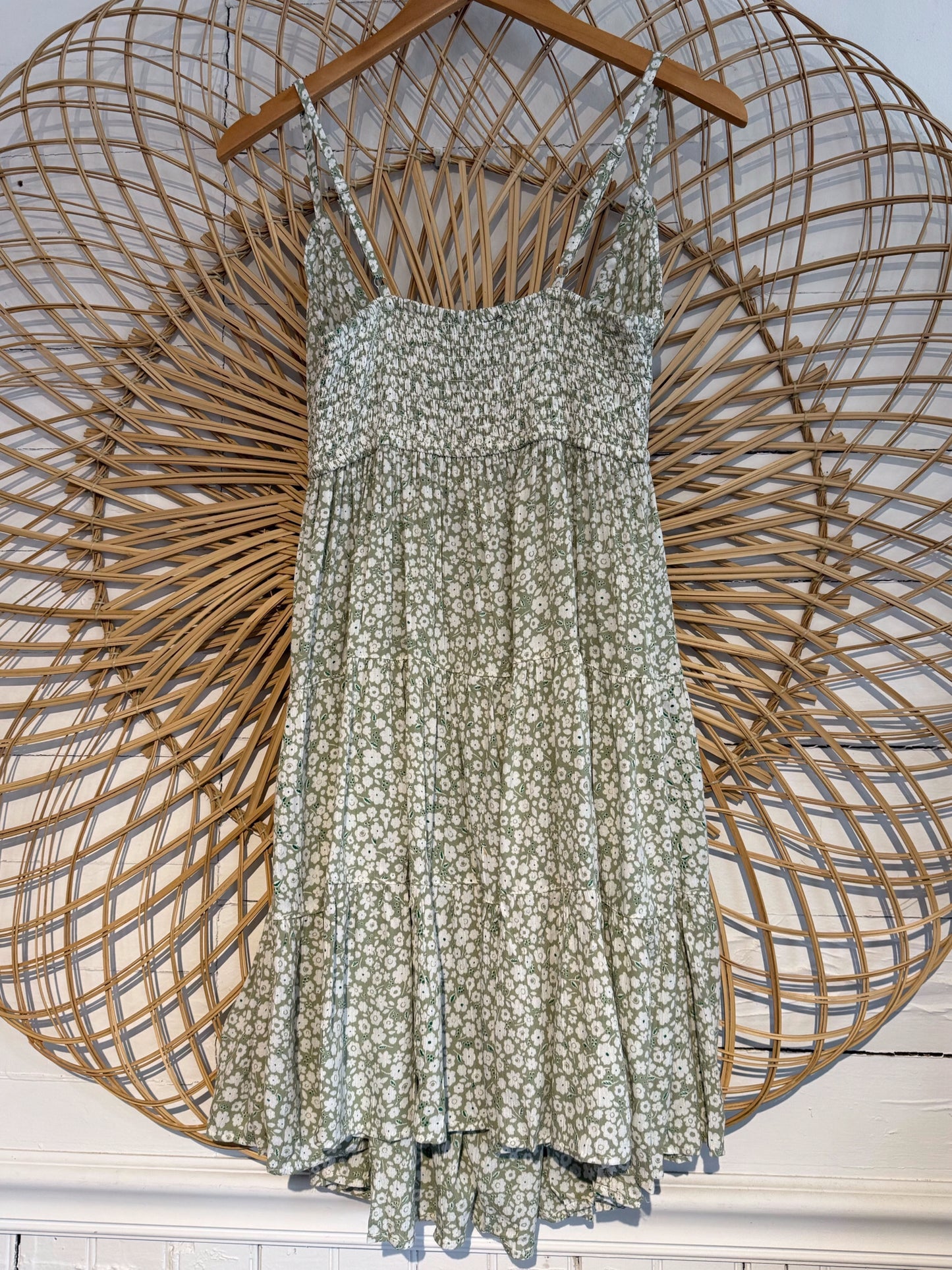 Boho Floral Tie Front Tiered Dress