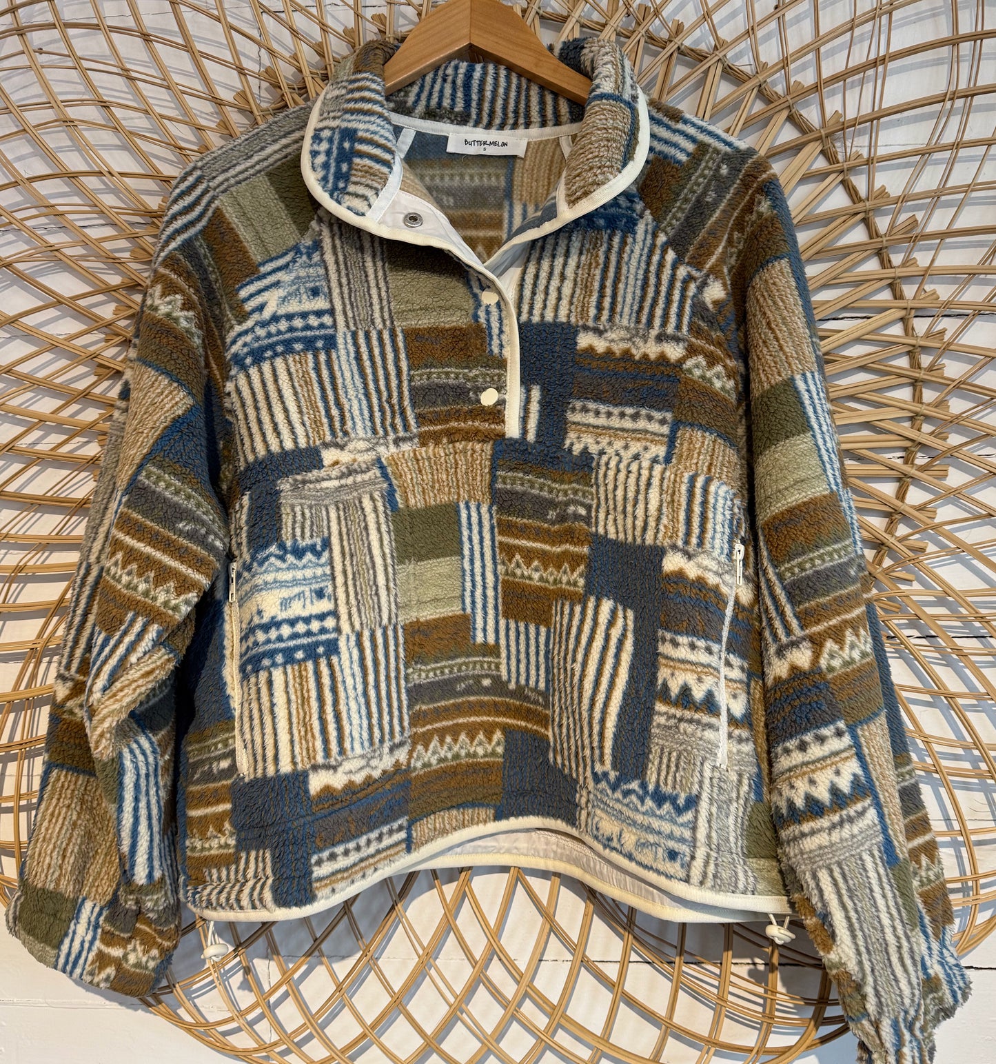 Boho Hipster Aztec Snap Pullover Fleece