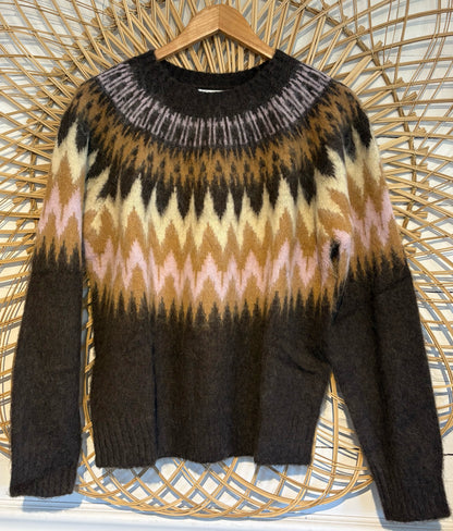 Boho Chic Cozy Fair Isle Chevron Knit Sweater