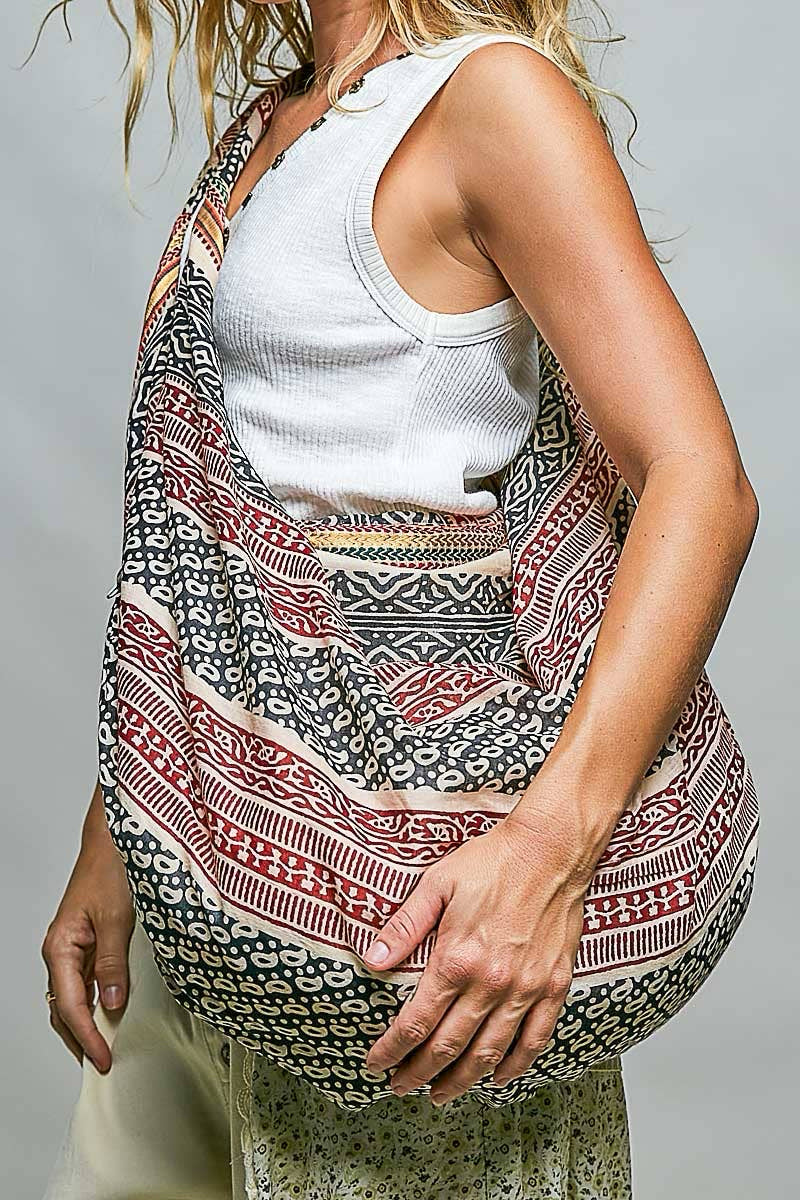 Yoga Boho Indian Block Print Market Tote Sling