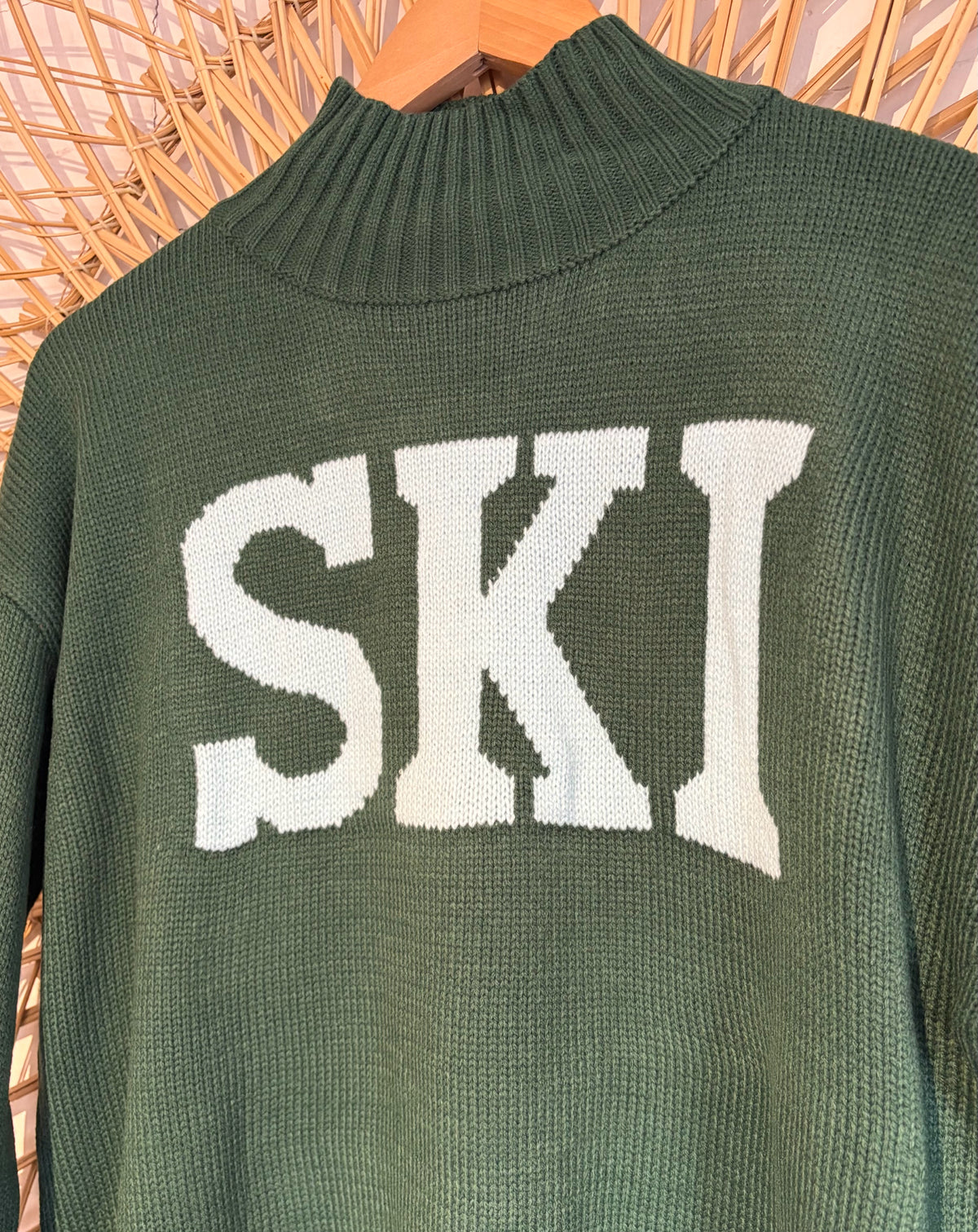 Hipster Cozy Knit Mock Neck "Ski" Sweater