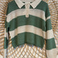 Boho Striped Collared Lightweight Knit Sweater