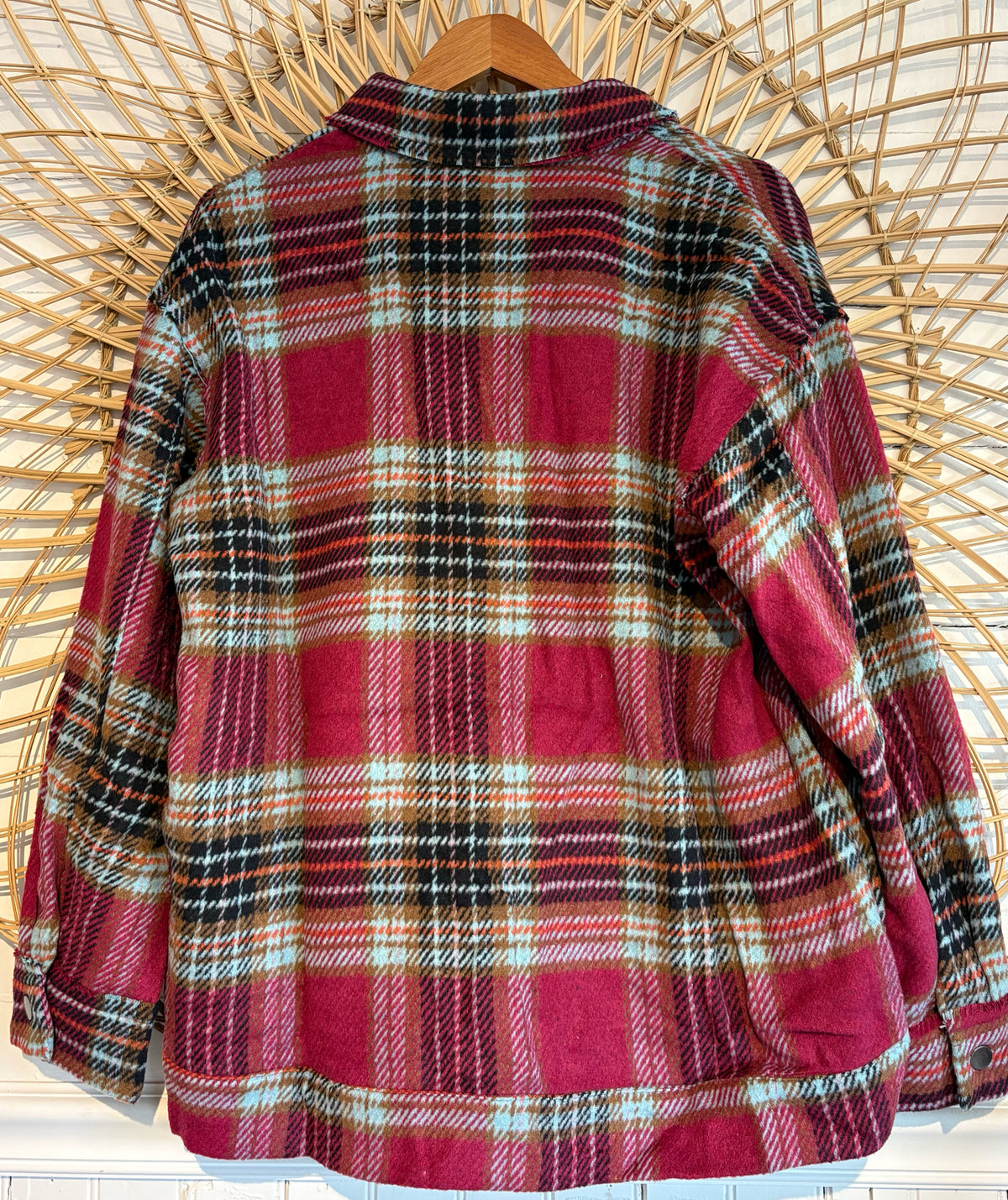 Boho Hippy Cozy Plaid Button Up Shacket