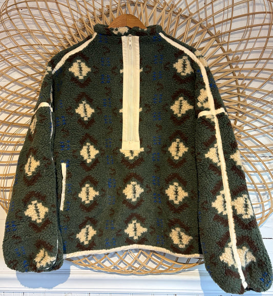 Boho Aztec Sherpa Half Zip Pullover