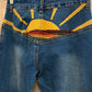 Boho Western Sunset Embroidered Denim Bell Bottoms