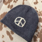 Knit Fleece Lined Peace Sign Beanie
