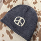 Knit Fleece Lined Peace Sign Beanie
