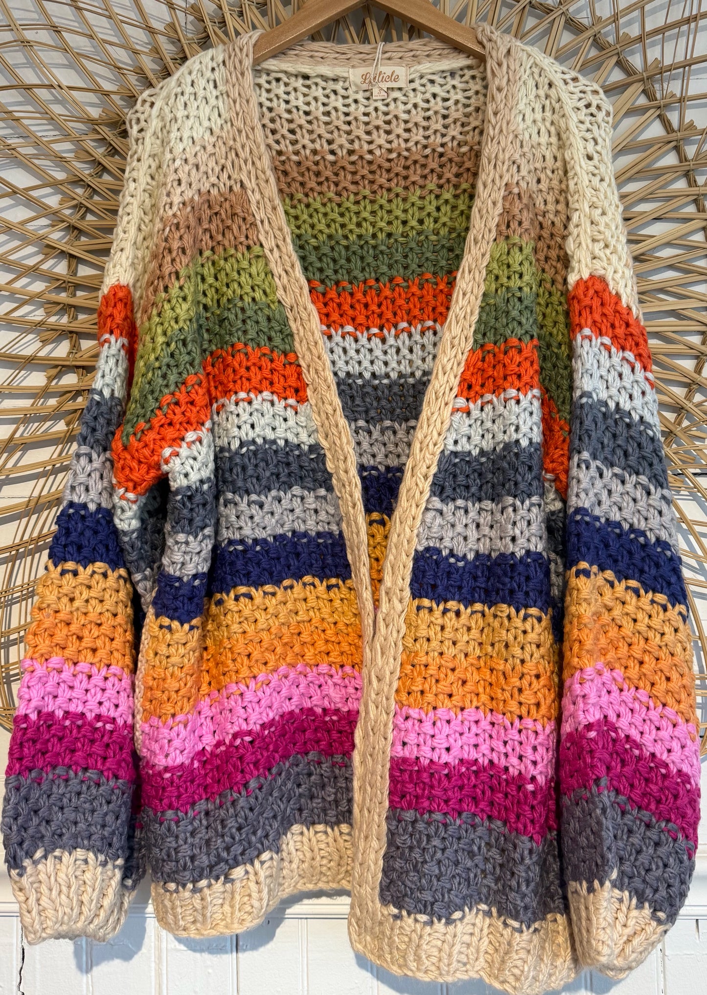 Striped Chunky Knit Cardigan