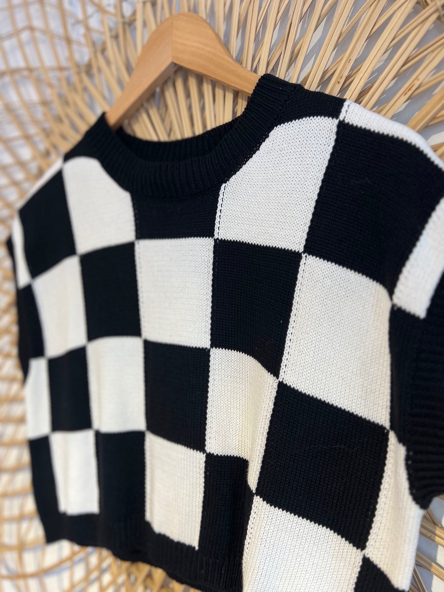 S Hipster Checkerboard Knit Vest