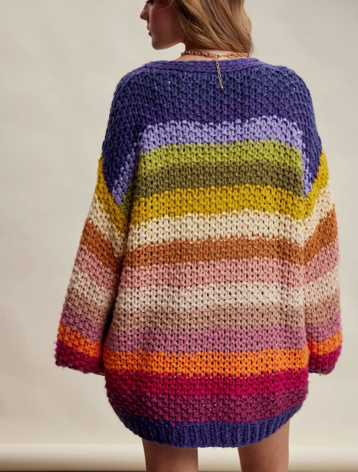 Striped Chunky Knit Cardigan