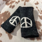 Knit Fleece Lined Peace Sign Fingerless Gloves