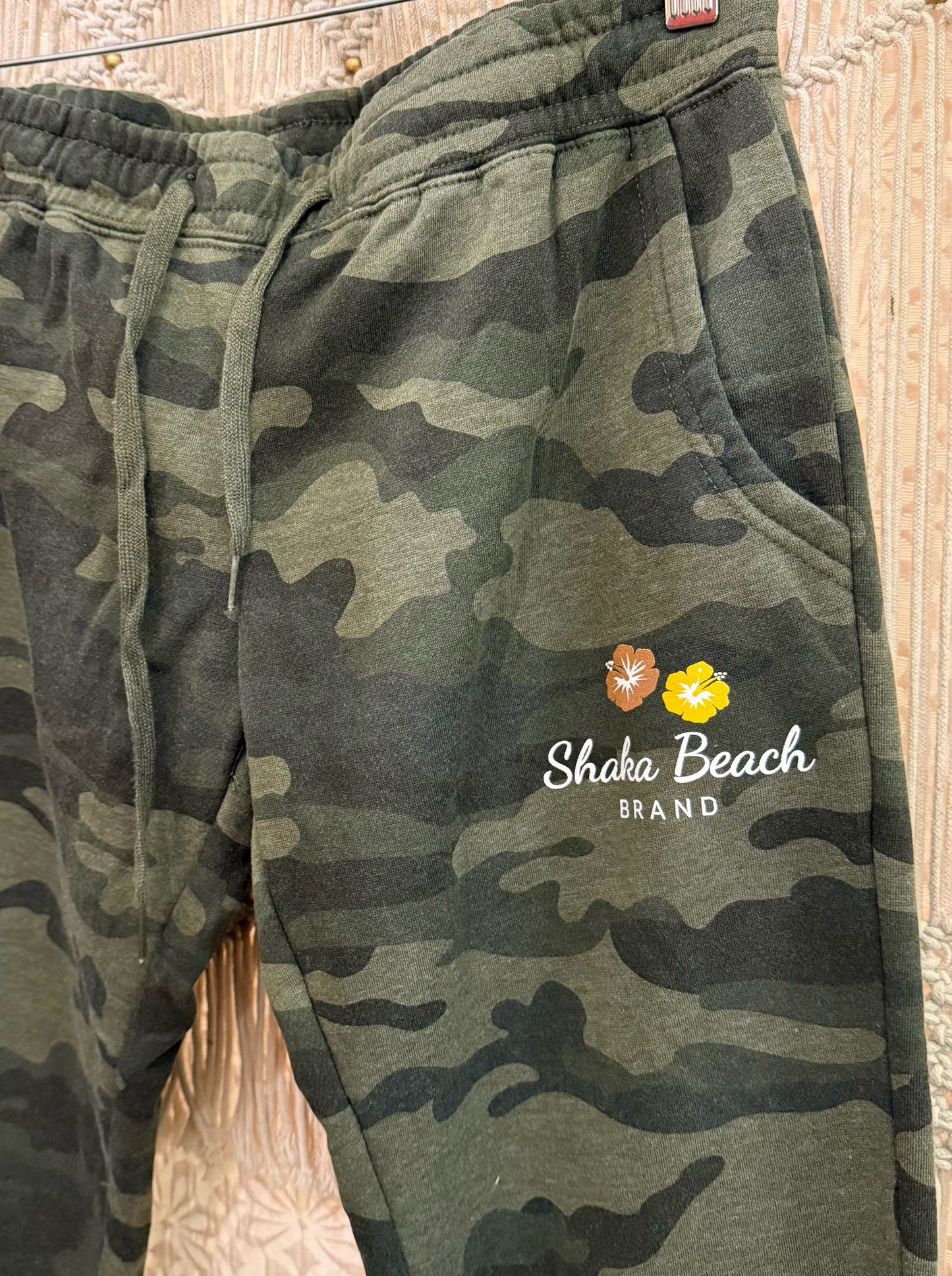 Shaka Beach Brand Logo Camo Jogger Sweatpants