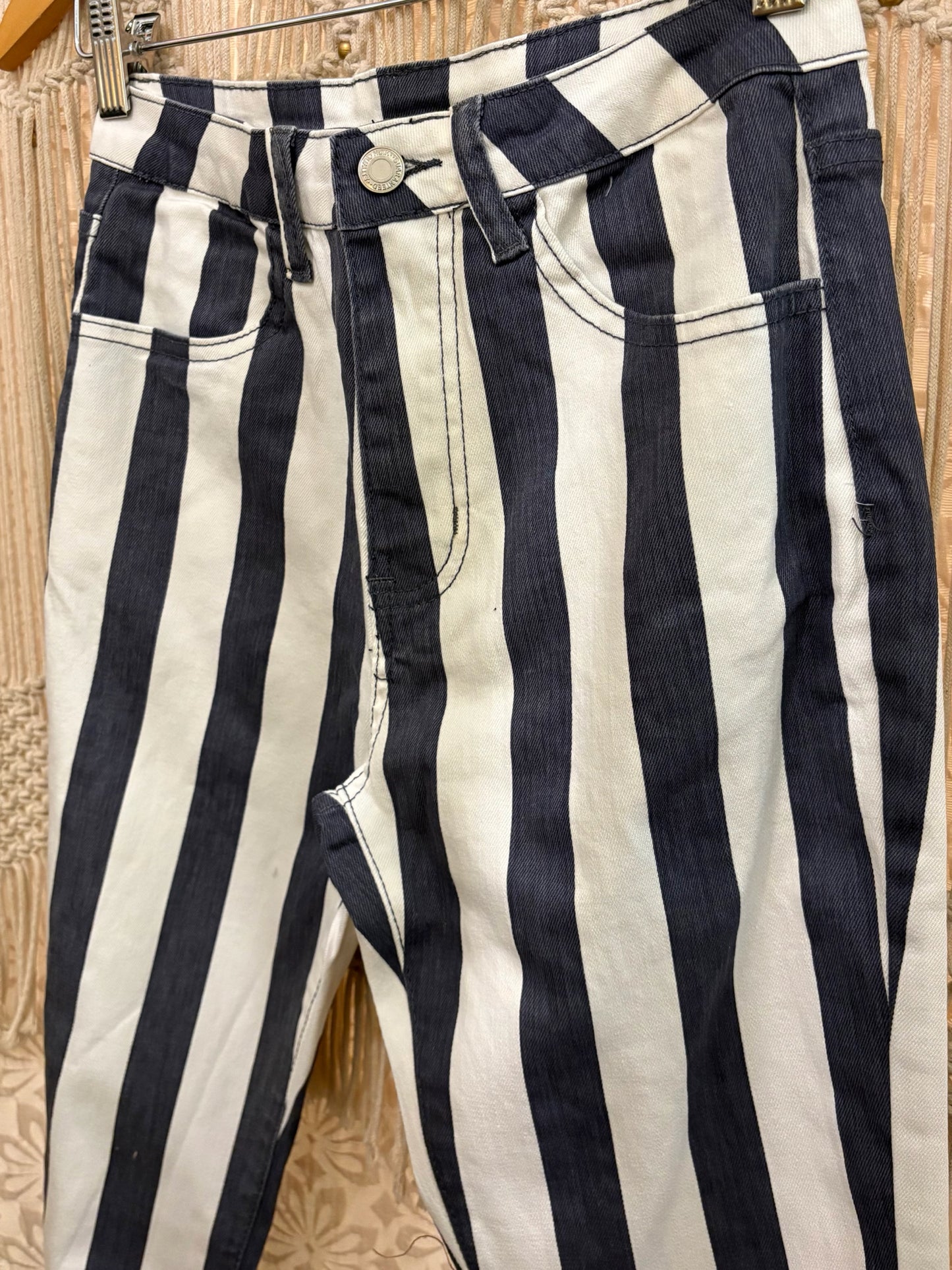 Boho Hippy Striped Denim Bell Bottoms