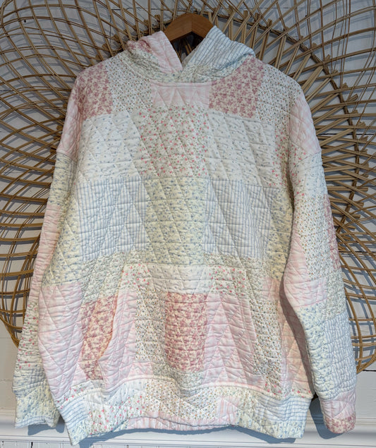 Hipster Quilted Floral Patchwork Cozy Hoodie