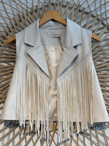 Boho Western Collared Fringe Suede Vest