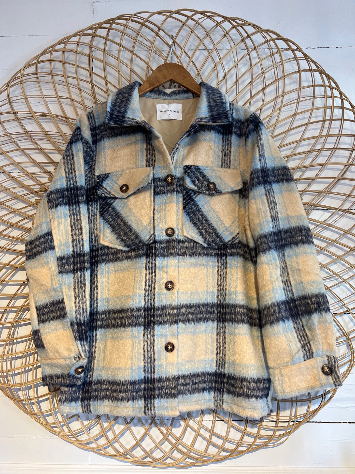 XL Blue Plaid Shacket