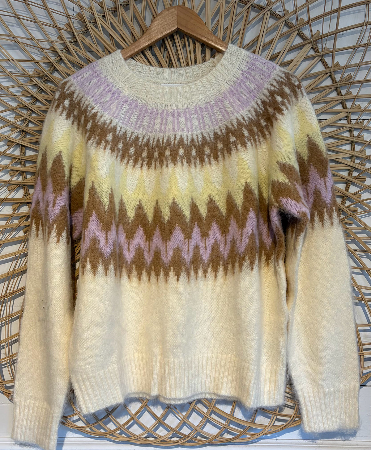 Boho Chic Cozy Fair Isle Chevron Knit Sweater